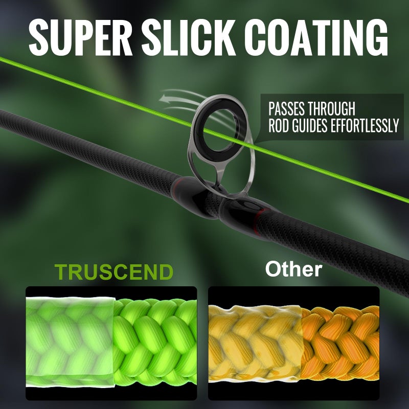 TRUSCEND خط صيد مجدول TRUSCEND X8، خط صيد مجدول دوار مطور، خط مضفر ناعم ورقيق للغاية، سلك صيد فائق القوة ومقاوم للتآكل، لا يمتد وذاكرة منخفضة 55lb-547yds - Image 3